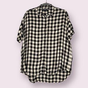 Madewell Black and White Buffalo Plaid Oversized Button Up Top XS